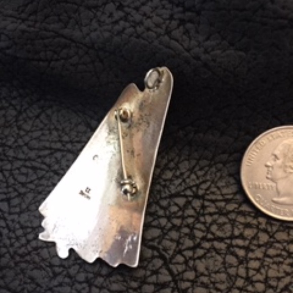 Navajo SIGNED (Thomas TSO) Stunning vintage pin/pendant combo, SS& Lapis- RARE - Picture 2 of 2